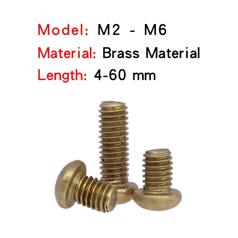 8-100 шт. латунный медный крестообразный встраиваемый винт с круглой головкой M2 M2.5