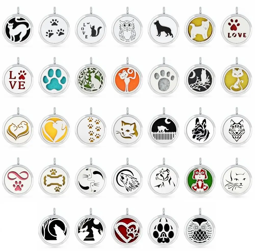 Собаки кота совы Лапы 30 мм магнитный медальон с духами ароматерапия эфирные
