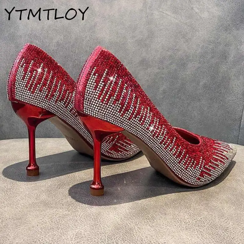 2021 Sexy Women 9 Cm High Heels Size Sandals Wedding Sparkling Fetish Crystal Gold Pumps Shoes | Обувь