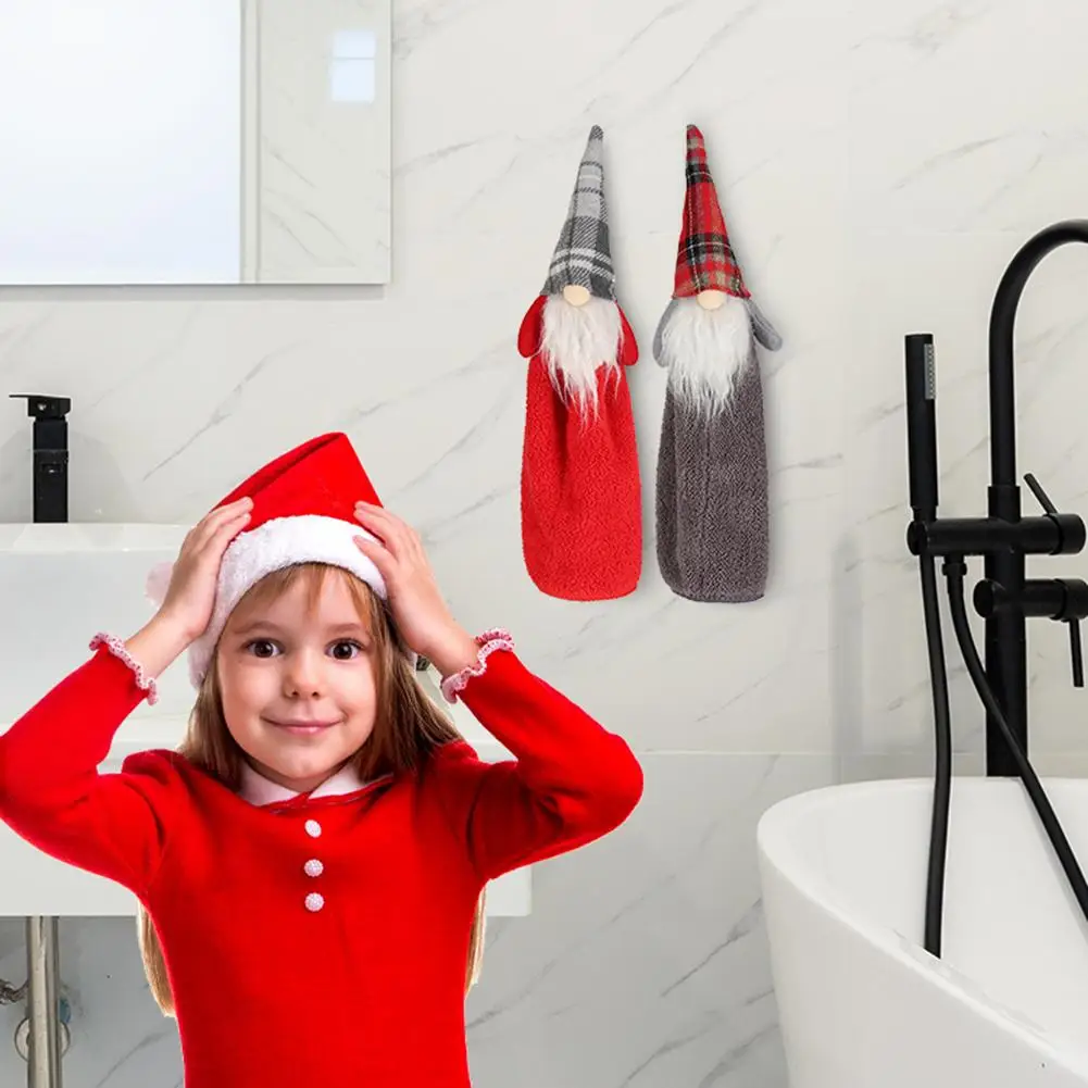 Рождественская ткань для рук впитывающее полотенце Безликий Санта Клаус ванной