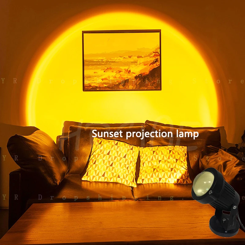 

LED Sunset Floor Lamp Indoor Decor Projector Light Atmosphere Lamp Colorful Coffee Background Wall Rainbow Projector Lighting