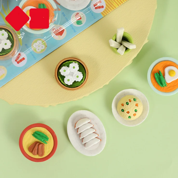 

1Set Lovely Chinees Food Eraser Easy Pencils Cleaning Drawing Sketch Writing Rubber For Kids Student School Stationery Gifts