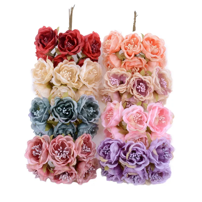 Искусственный цветок с тычинками пиона 6 шт. 4 см букет для свадебного украшения