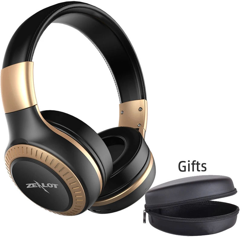 ZEALOT B20 беспроводные Bluetooth наушники Bluetooth 4,1 с HD звуковым басом стерео наушники с микрофоном на ухо гарнитура - Цвет: Black with Gold