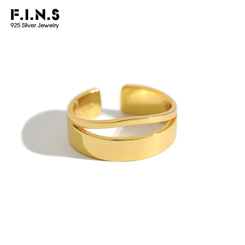 Женское кольцо из серебра 925 пробы с гладкой двухслойной линией|Кольца| |