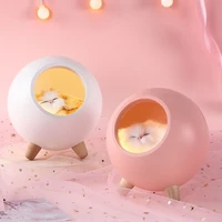 cute cat bedside night lamp candy color rechargeable atmosphere night light for girls stepless dimming bedroom night lamp