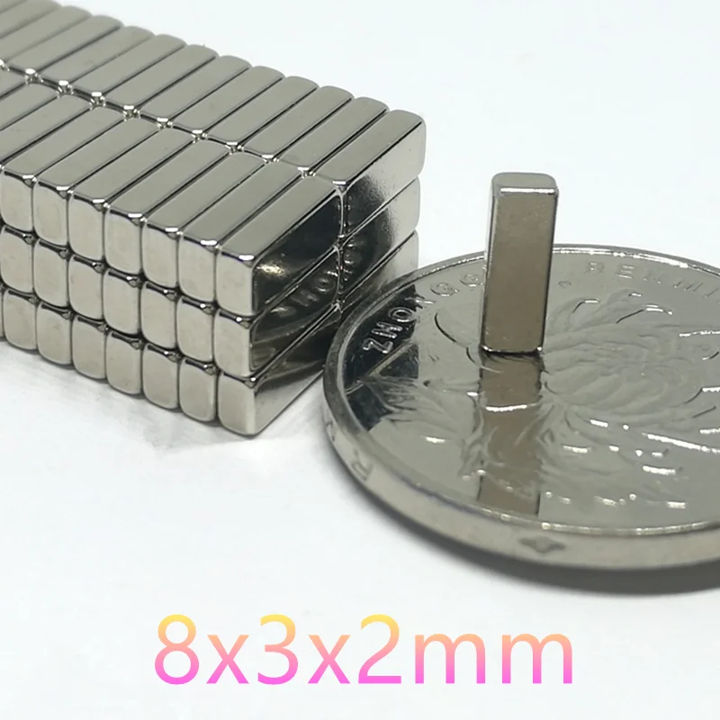 

5/20/50/100PCS 8x3x2mm Small Block Magnet N35 Super Strong Powerful Rectangular Neodymium Magnets Imanes De Neodimio Permanent