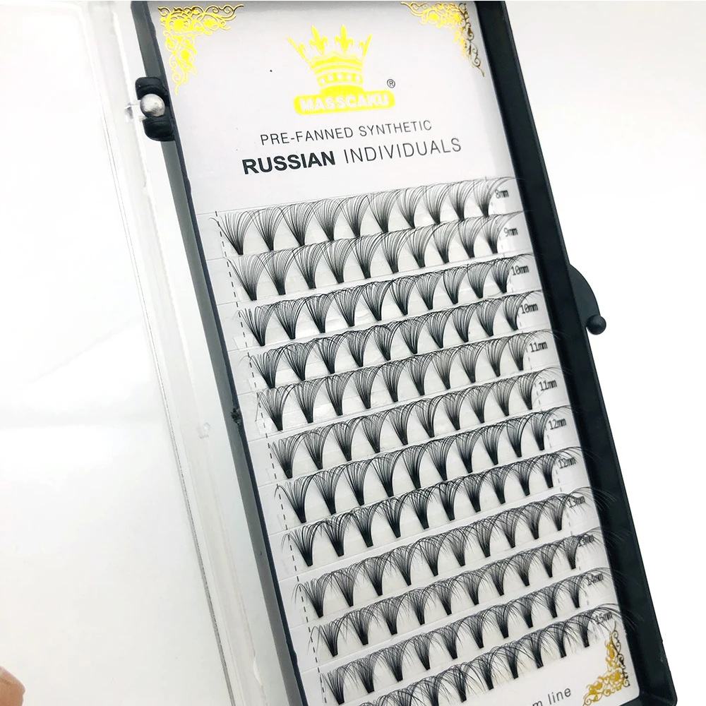 MASSCAKU 2 футляра/лот 0,05 толщина предварительно изготовленные вентиляторы сборные 20D объем ресницы наращивание ресниц предварительно сделанные объемные вентиляторы короткий стержень