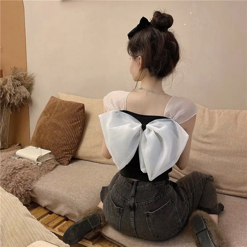 

Summer 2021 new design sense big bow slim slimming vest women Sexy suspender top Wear on both sides Sleeveless women's clothing