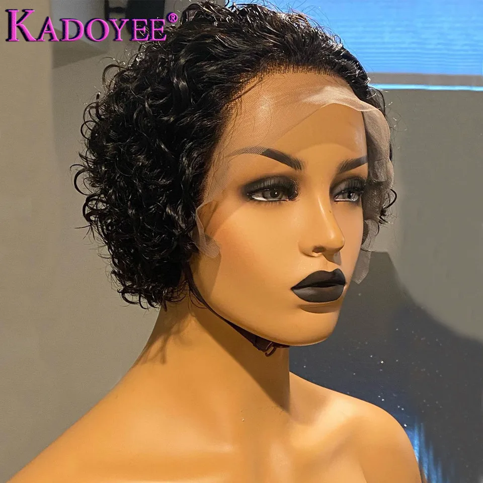 Парик для женщин Pixie Cut парик с кудрявым Бобом фронтальным кружевом бразильский
