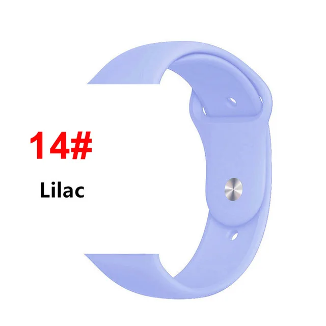 Спортивный мягкий силиконовый ремешок для Apple Watch, ремешок 44 мм, 40 мм, серия 5, 4, браслет для часов iWatch, ремешок 38 мм, 42 мм, 3, 2, 1, аксессуары - Цвет ремешка: 14 Lilac