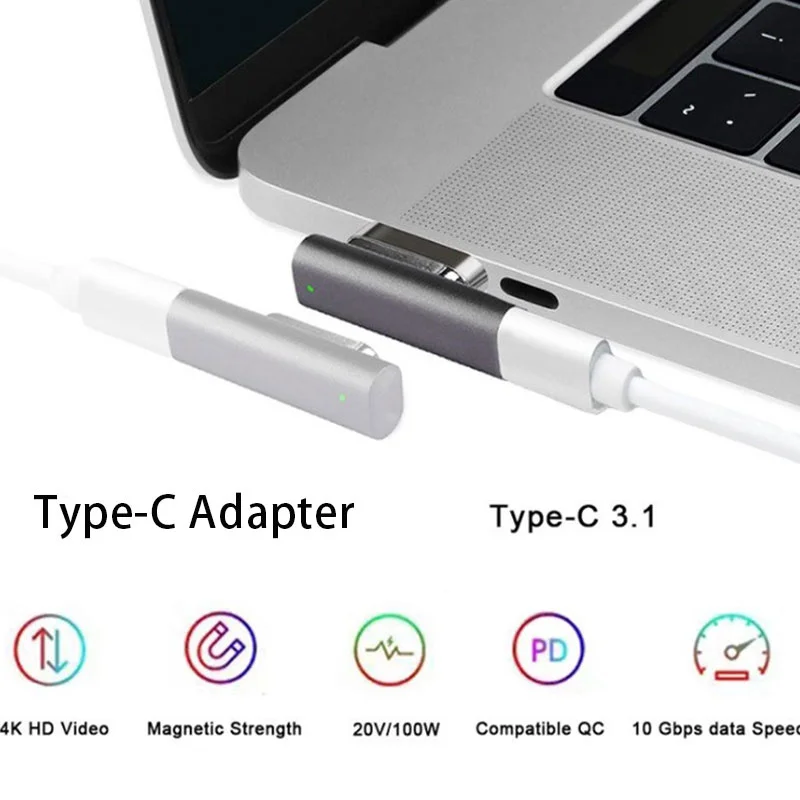 

Магнитный адаптер USB C 100 Вт для быстрой зарядки MacBook, зарядный кабель 10 Гбит/с