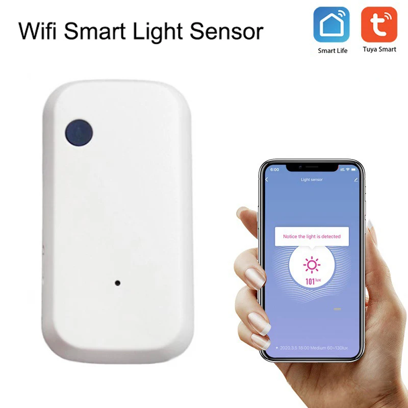 

Tuya Smart Home 180 ° WIFI Illuminance Sensor Brightness Smart WiFi Brightness Sensor Smart Life Powered By USB Light Sensor
