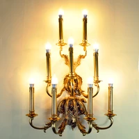 european antique reproduction large brass wall bracket lamp for villa hotel and living room classical elegant lighting fixture