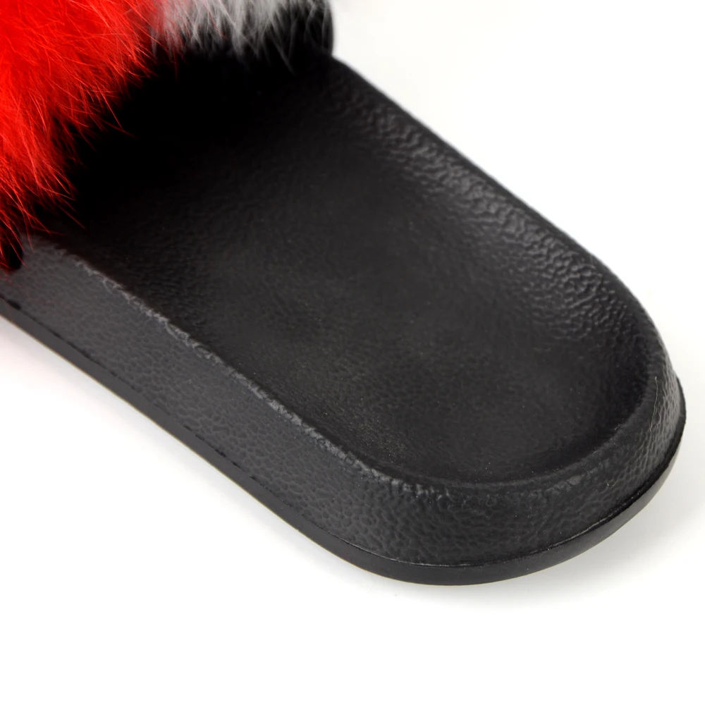 

Qianmaohui ordered in 2021 sexy slippers custom summer real fox leather ladies casual fashion slippers