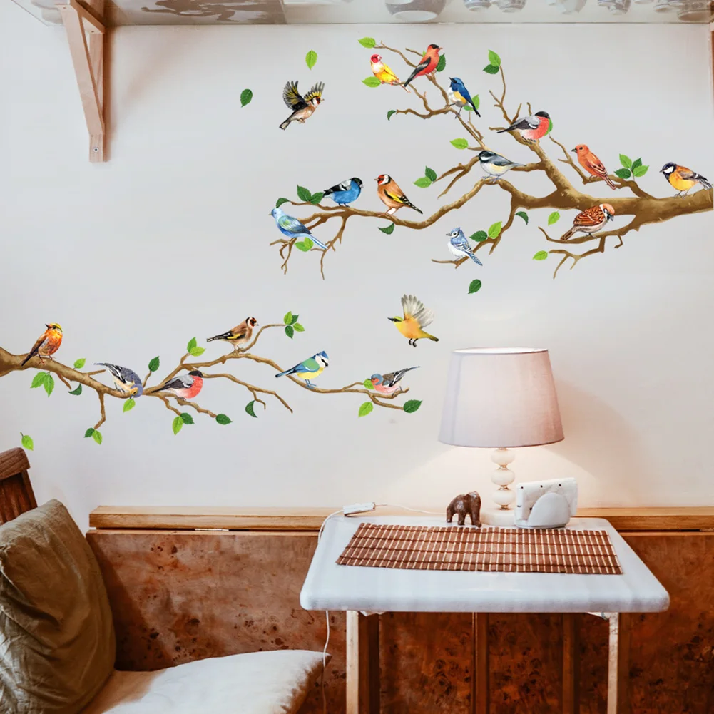 

Bird on branch Wall Sticker living room sofa TV background for home decoration wallpaper bedroom office Self-adhesive stickers
