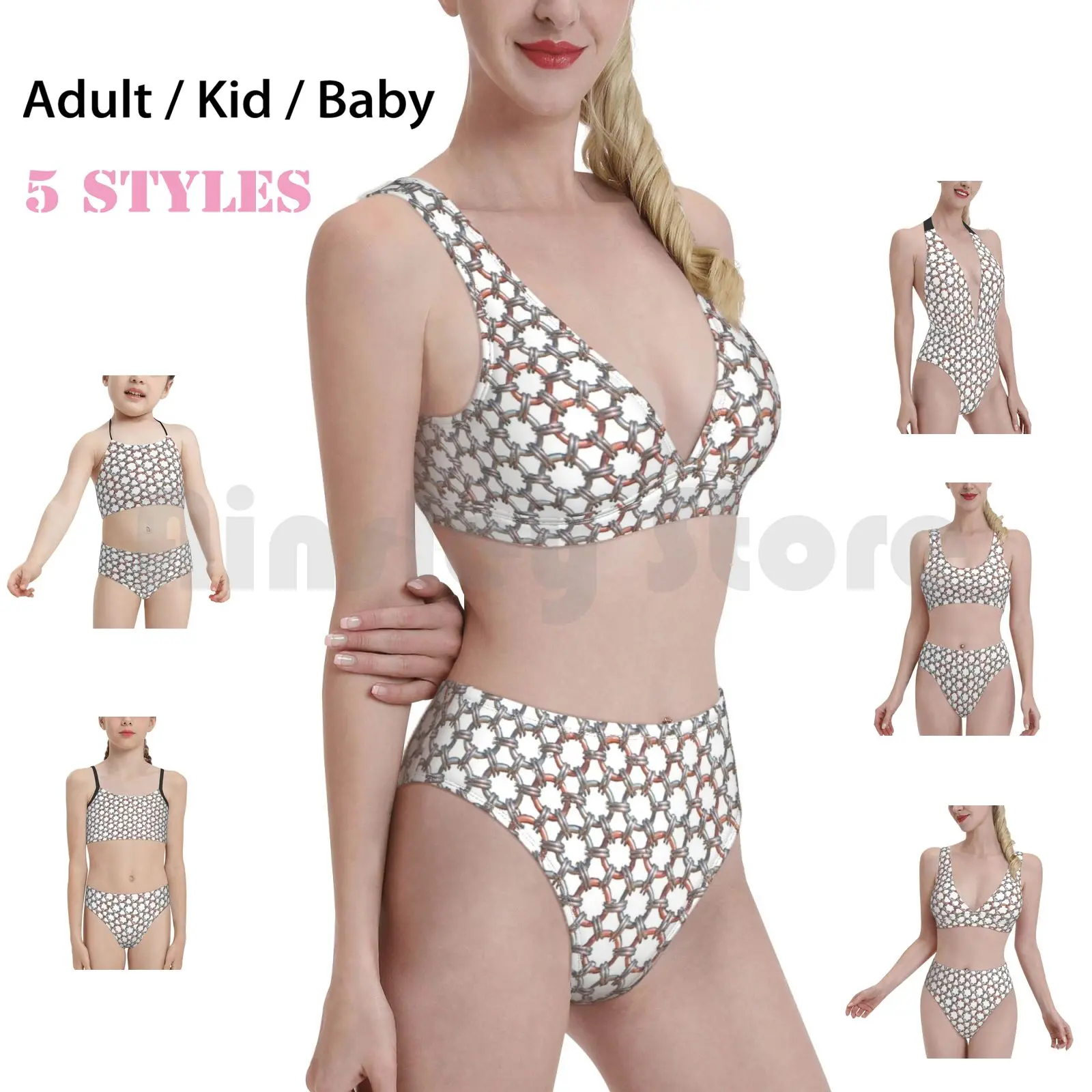 12 В 2 серебристый купальник с медными акцентами и узором бикини подкладкой