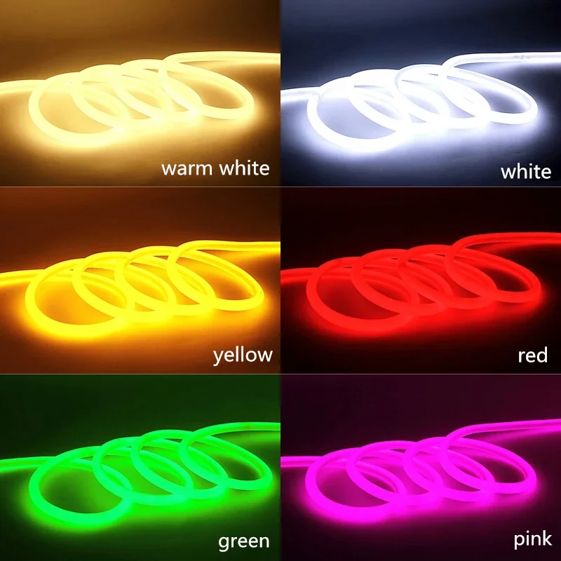 

220v 230v 240v Round Led Neon Strip Light Flexible Tube Waterproof IP68 Rope Tape White Red Green Blue Yellow Pink