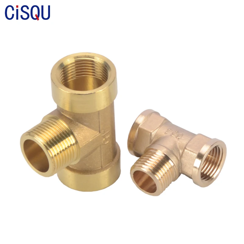 Female×Male×Female Тройник латунный фитинг для труб резьбовой адаптер BSP газовый