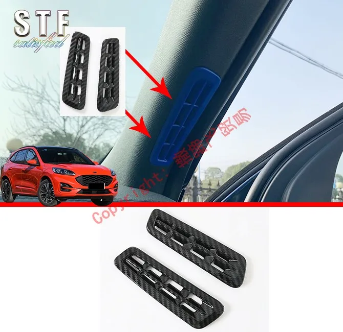 

Carbon Fiber Style Upper Air-Condition Vent Outlet Cover Trim For Ford Kuga Escape 2020 2021 Car Accessories Stickers W4