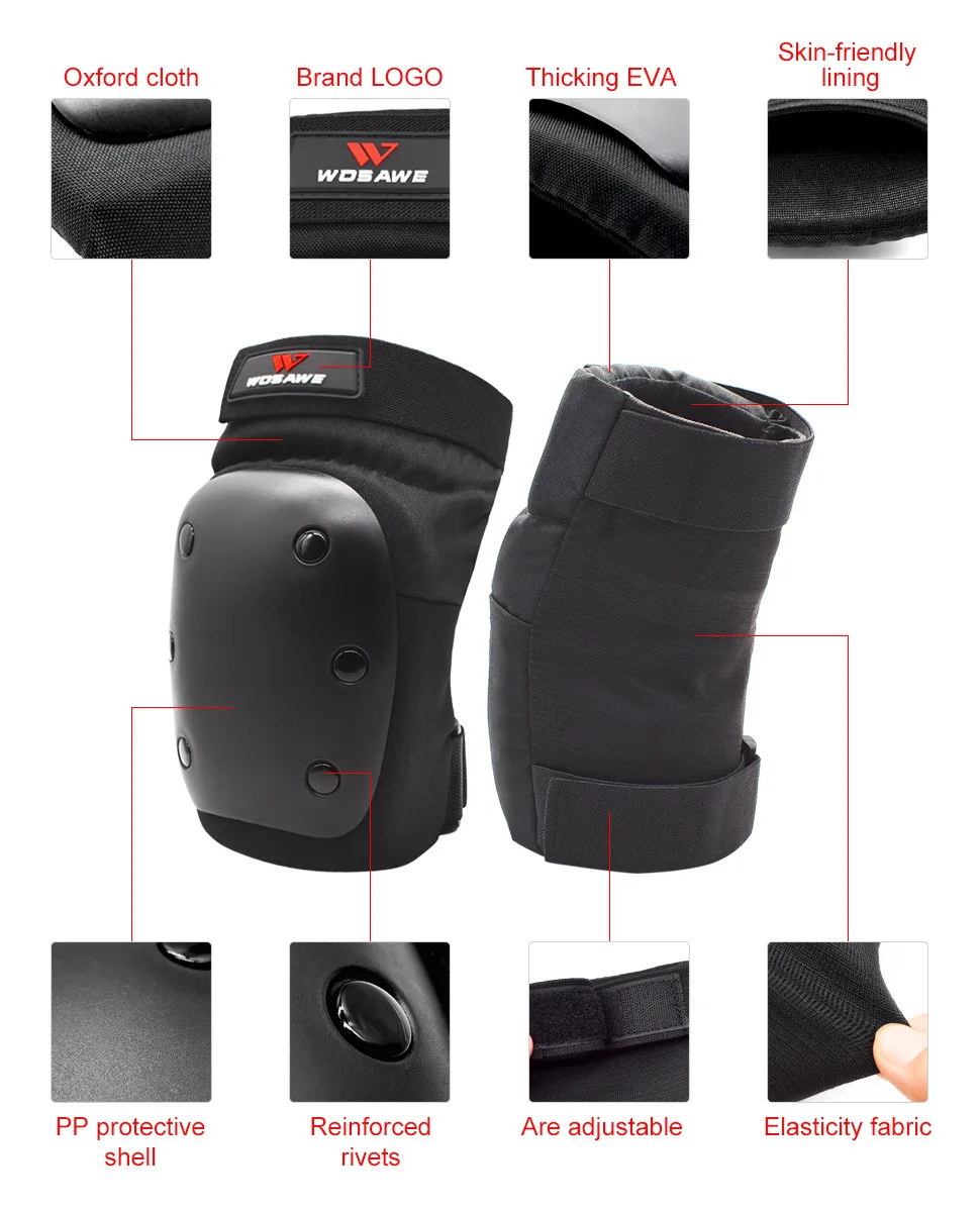 WOSAWE Мотоцикл Скейтборд Велосипед Наколенники Защита Локтей Наручи Велосипед Комплект защитного снаряжения 3 в 1 для катания на роликах.