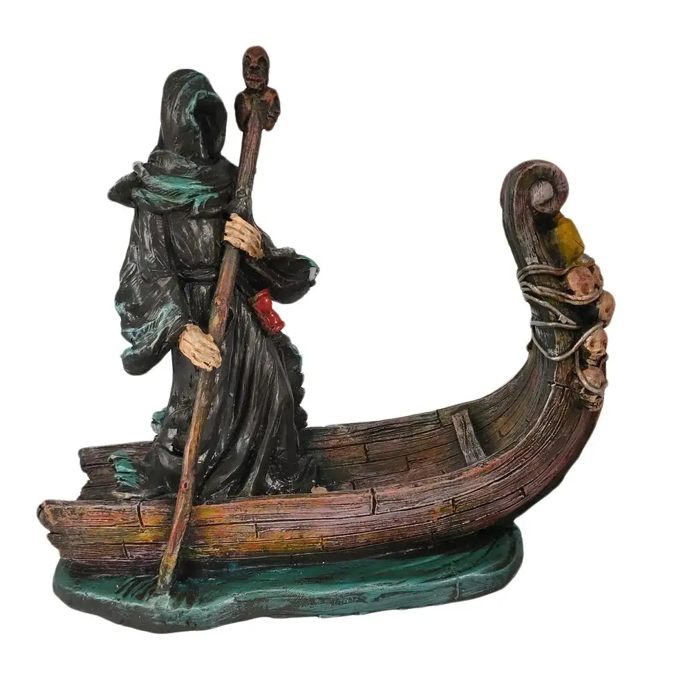 

Полимерная статуя светящегося бога смерти, садовые украшения Ferryman, украшение для дома с привидениями, реквизит для украшения смерти, богов, ...