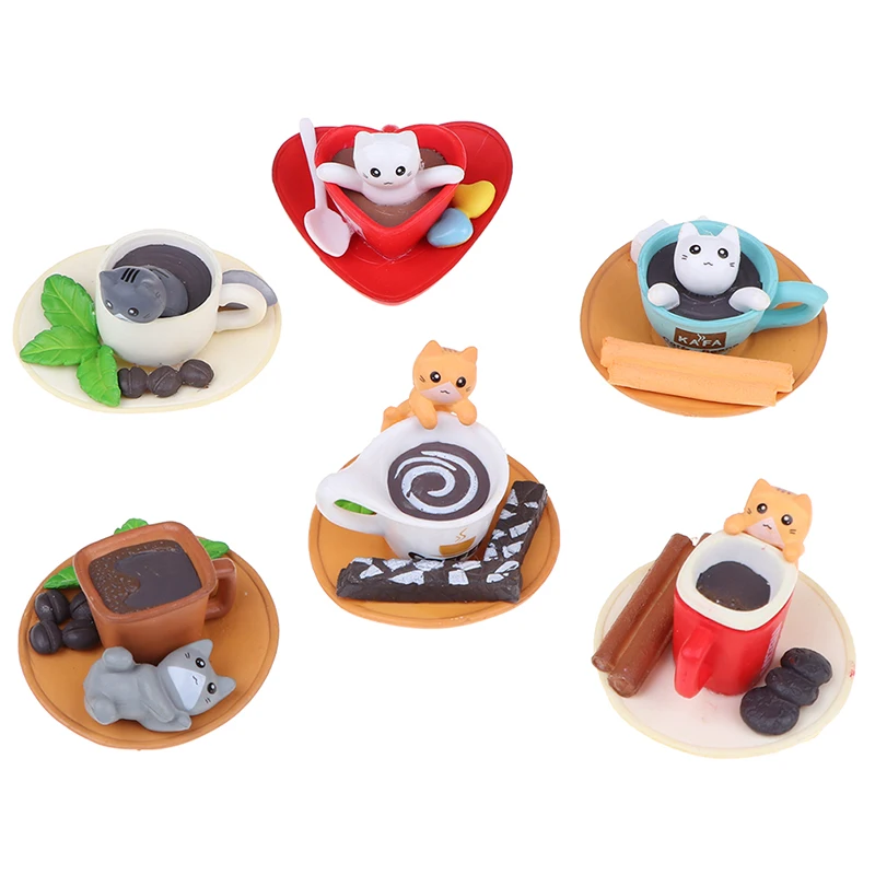 

1pcs Mini Coffee Cat Animal Miniature Fairy Garden Home Decoration Craft Dollhouse Micro Decor DIY Gift high quality