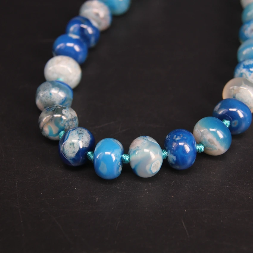 25 27 шт./нитка натуральный синий сакуры Агаты гладкие круглые космические бусины