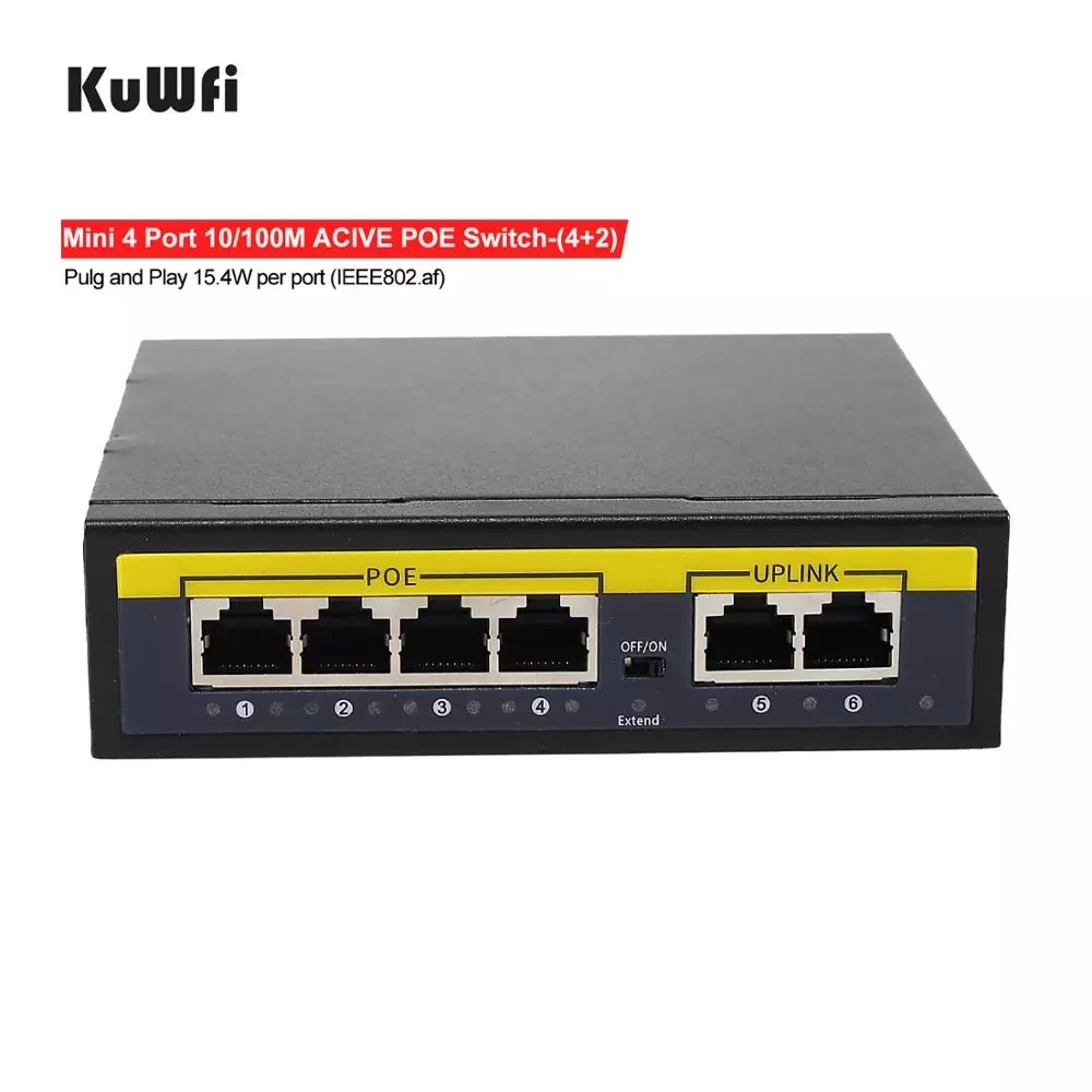 Kuwfi 48 в POE сетевой коммутатор 100 Мбит/с Ethernet 4 порта PoE выключатель инъектор для ip