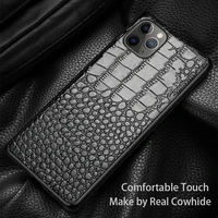 leather phone case for iphone 13 mini 12 11 pro x xr xs max case for se 2020 6 6s 7 8 plus cowhide crocodile belly texture cover