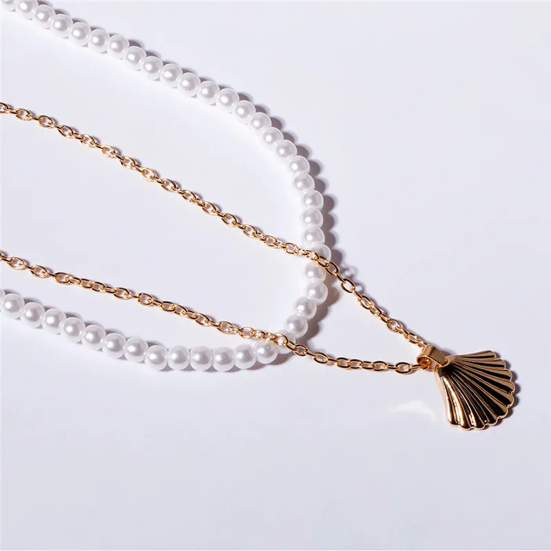 Многослойное жемчужное ожерелье-чокер для женщин в стиле бохо металлическое