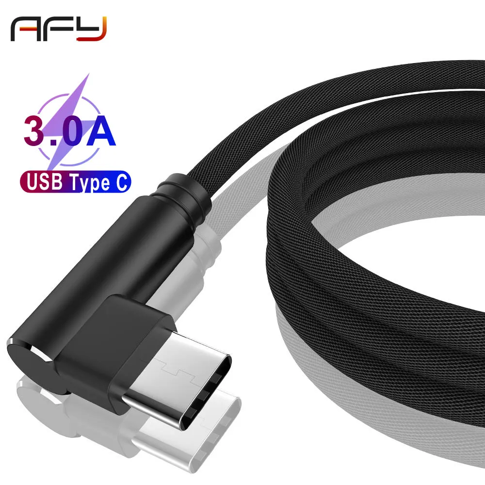 REZ Тип-C кабель 90 градусов быстрая зарядка USB кабель L Форма данных шнур Зарядное устройство для samsung S9 плюс xiaomi huawei P10 P9