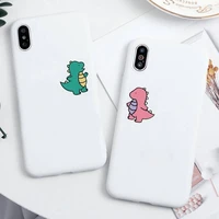 cute animal couple dinosaur phone case for iphone 13 12 11 pro max mini xs 8 7 6 6s plus x se 2020 xr candy white silicone cover