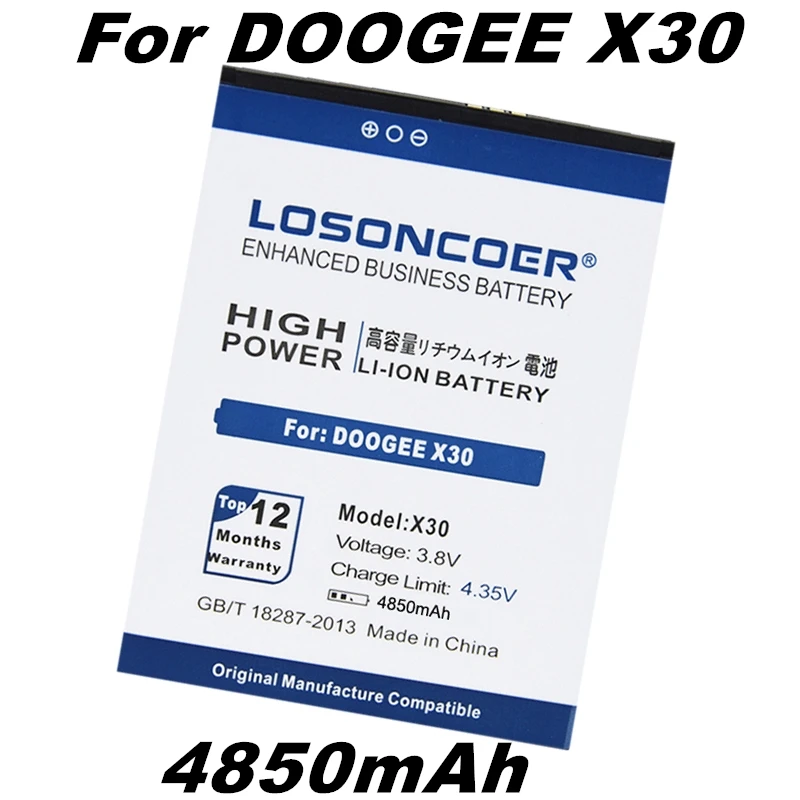 LOSONCOER 4850mAh BAT17613360 хорошее качество батареи Для DOOGEE X30 батареи мобильного телефона