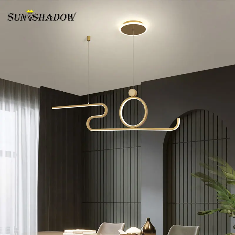 

Новый светодиодный подвесной светильник для столовой кухни гостиной современный светодиодный Потолочный подвесной светильник золотой и ч...