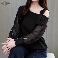 new autumn long sleeve shirt women fashion woman blouses sexy off shoulder top red black female clothing chemise femme 1224
