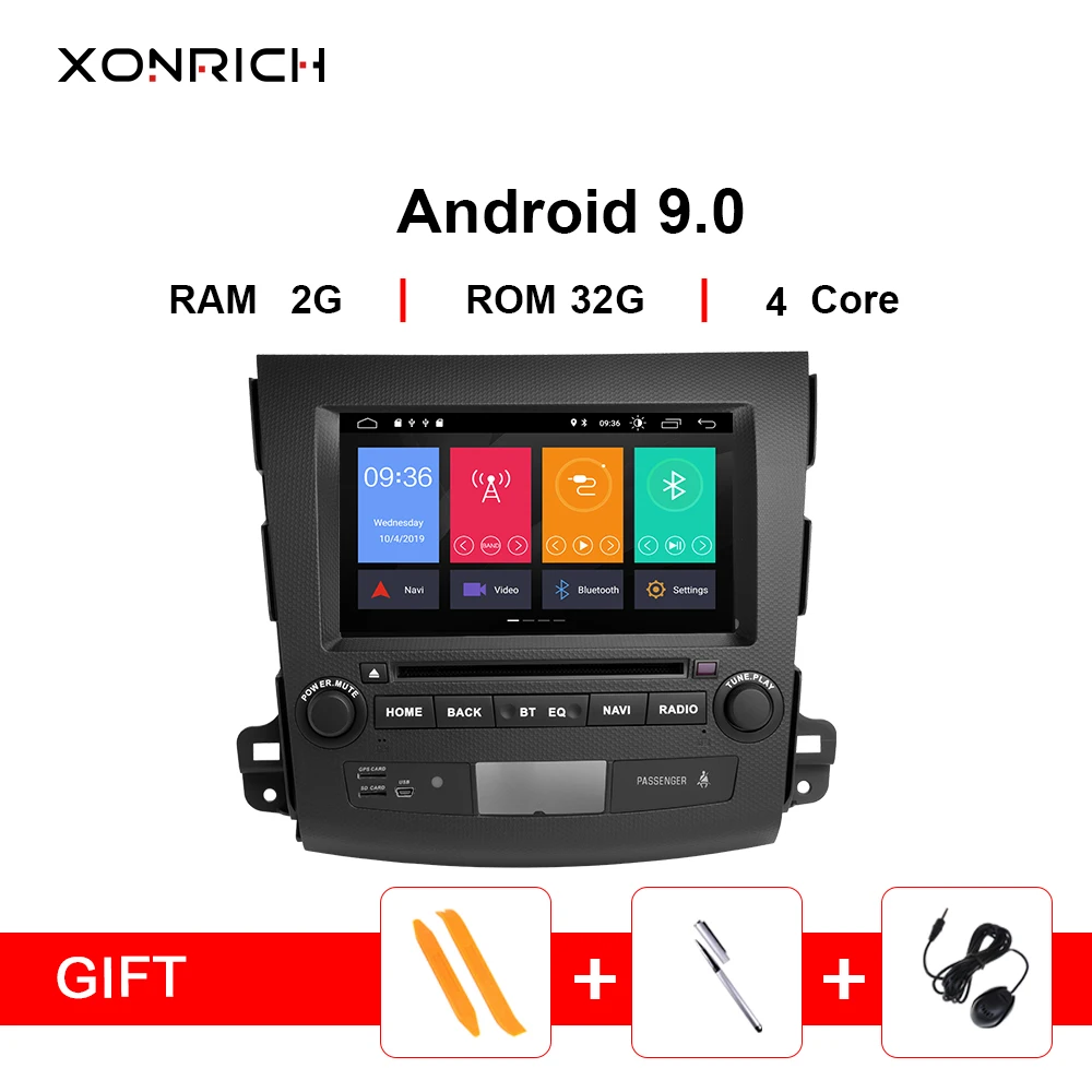 Автомобильный DVD плеер Xonrich 2 Din Android 9 для Mitsubishi Outlander 2007 2011 мультимедийное радио GPS