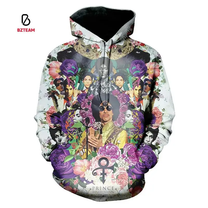 

BZTEAM 2021Cool Singer Prince Rogers Nelson Hoodie Men's Women's Sweatshirt Hoodie 3D Printing Fashion Harajuku Casual Sport