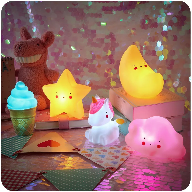 

Creativity Home Decor LED Night Light Cute Cloud Star Moon Night Light Feeding Light Kids Birthday Gift Xmas New Year Supplies