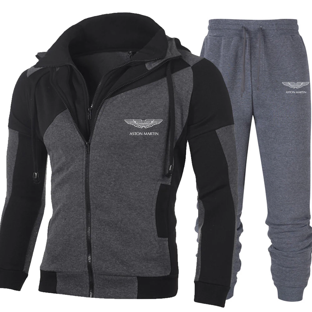 

Sportswear Men's Fashion Hoodie Suit ASTONMARTIN Car Logo Brand Suit Sweatshirt + Sweatpants Fall Zipper Winter Hoodies Man