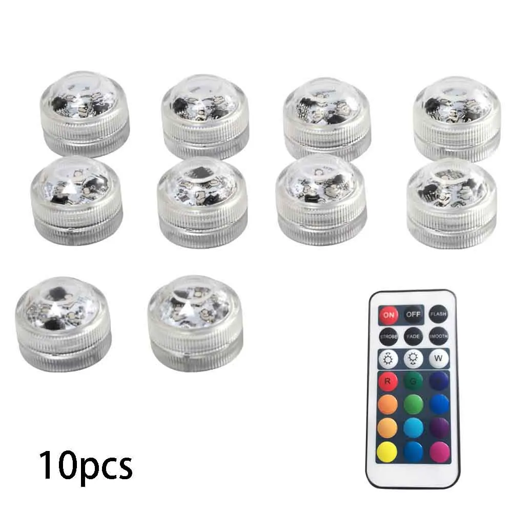 

10pcs Underwater Diamond Twist For Party Aquarium Waterproof RGB Fish Tank 20 Key Full Color Pond Wireless Submersible Lights