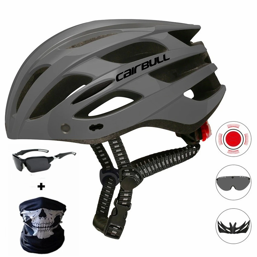 

Intergrally-molded Ultralight Cycling Helmet with Removable Visor Goggles Bicycle Taillight Mountain Road Bike Cap MTB Helmets