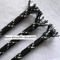 black white black 4 8 12mm pp conton pet yarn mixed braided expandable insulated cable sleeve protect wire wrap gland sheath
