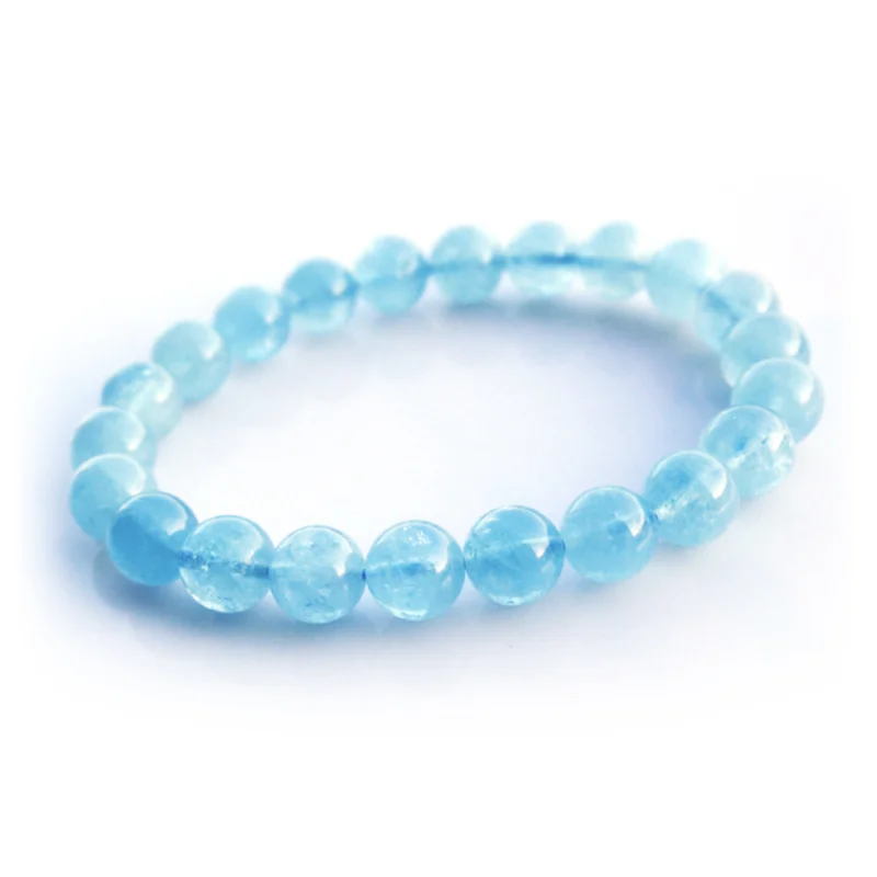 

Aquamarine Bracelet For Women Fashion Bead Bangles Natural Stone Healing Throat Chakra Jewelry For Party Anniversary Wedding