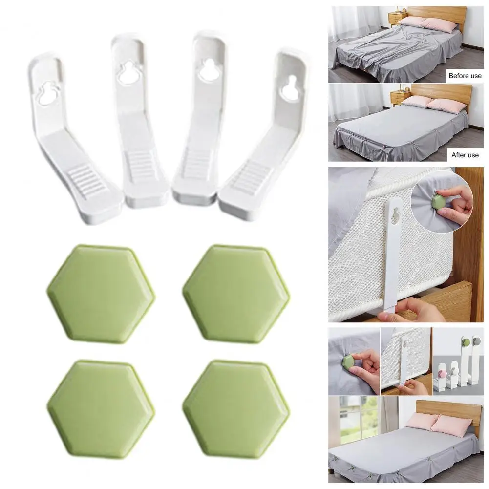 

4Pcs Bed Sheet Clip Grippers High Hardness Non-Slip Convenient Bed Sheet Holders Quilt Place Fastener Clips for Home