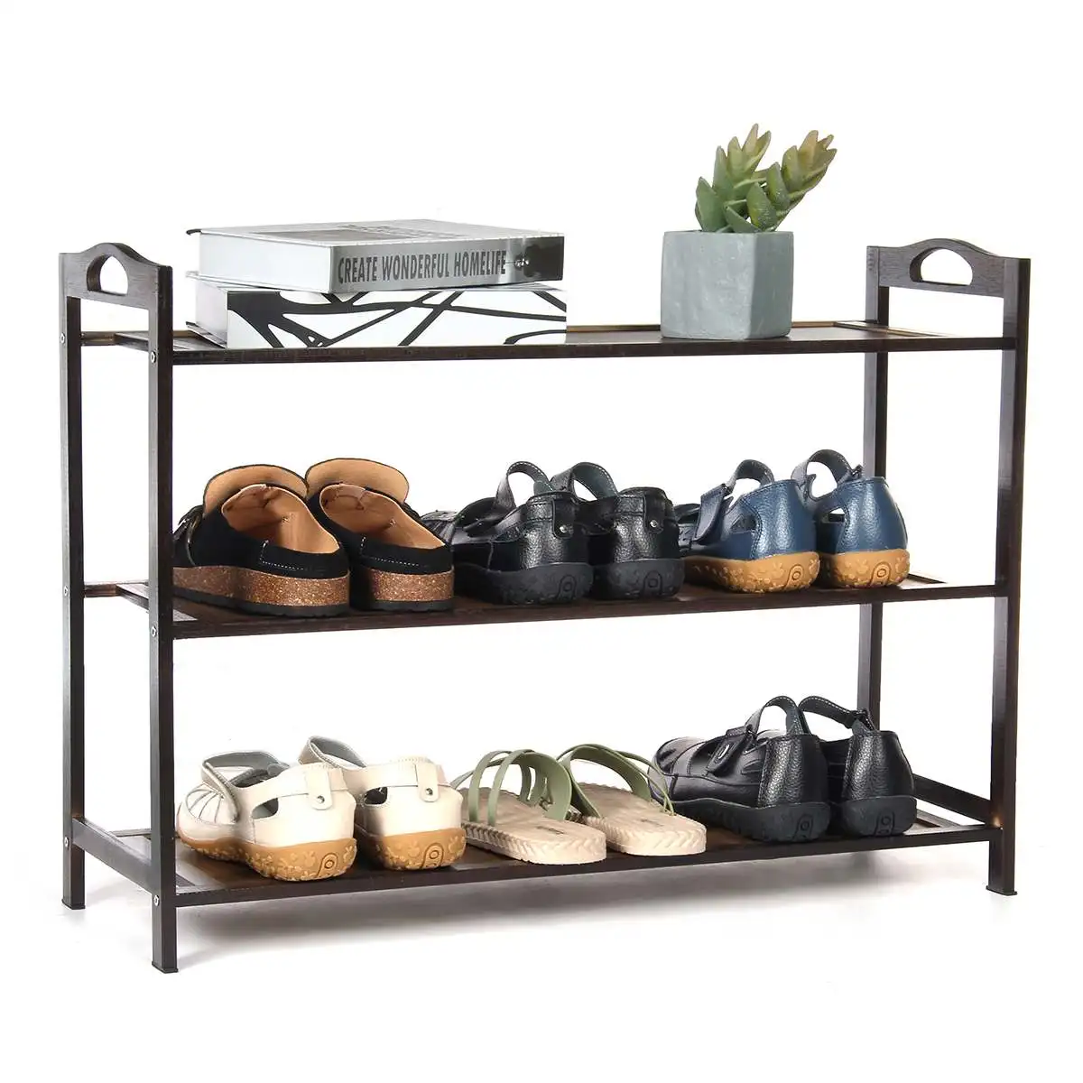 

3/4/5/6 Tiers Home Dustproof Bamboo Standing Shoe Rack Shoes Shelf Holder Boots Storage Organizer Entryway Space Saving