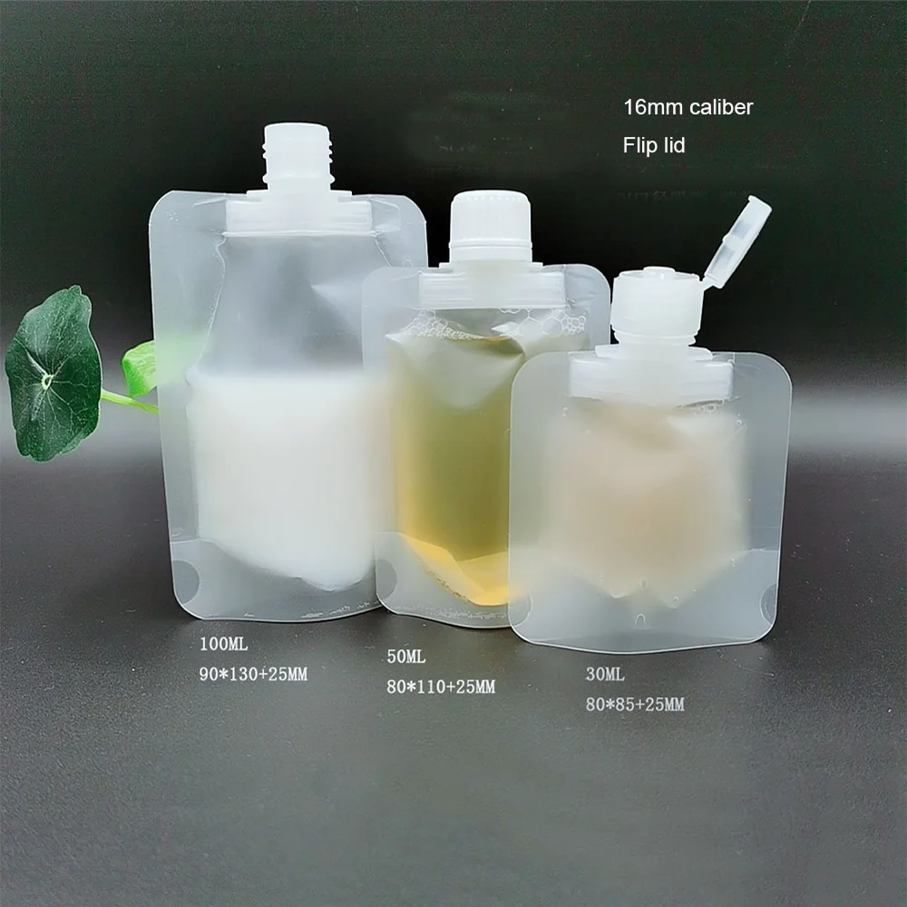 

30/50/100ml Clamshell Packaging Bag Stand Up Spout Pouch Plastic Hand Sanitizer Lotion Shampoo Makeup Fluid Bottles Travel Bag