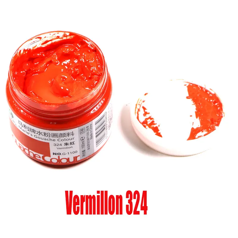 Vermillon 324 100 мл/бутылка гуашь пигмент Искусство Ручная роспись специальный пигмент школьное искусство специальная краска великолепный гуашь пигмент 42 цвет optiona - Цвет: Vermillon 324