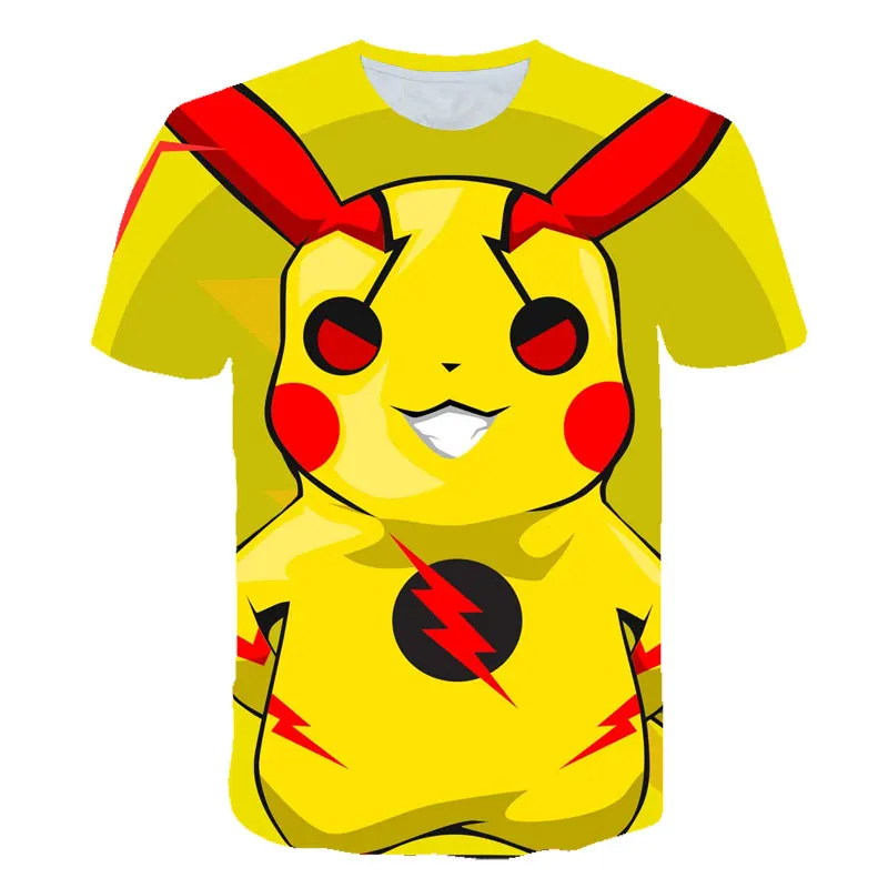 Футболка с 3D принтом pokemon Pikachu, мужские и женские топы, забавные летние свободные футболки с рукавами, большие размеры, S-6XL, новинка
