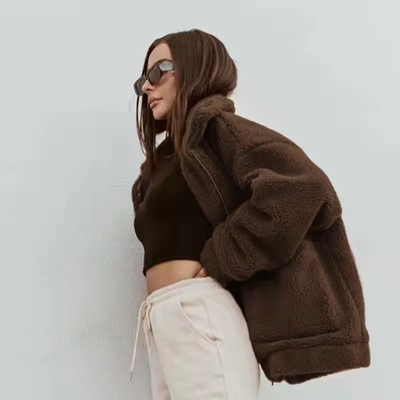 Женский кардиган с плюшевой подкладкой куртка длинным рукавом повседневный